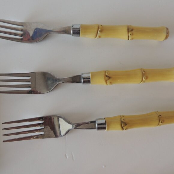 Vintage Faux Bamboo Set of Cutlery 31 Pieces Flatware - Picture 11 of 11